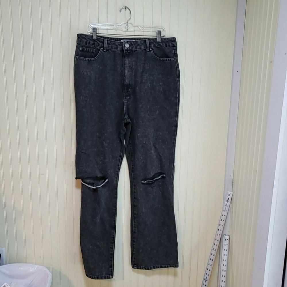 Refuge 90s Wide Jeans Womens‎ Juniors 15 Gray Charcoal Wide Leg Distressed Denim